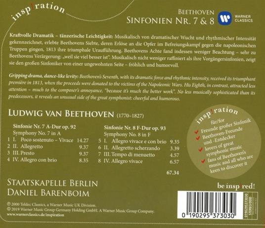 Sinfonie n.7, n.8 - CD Audio di Ludwig van Beethoven