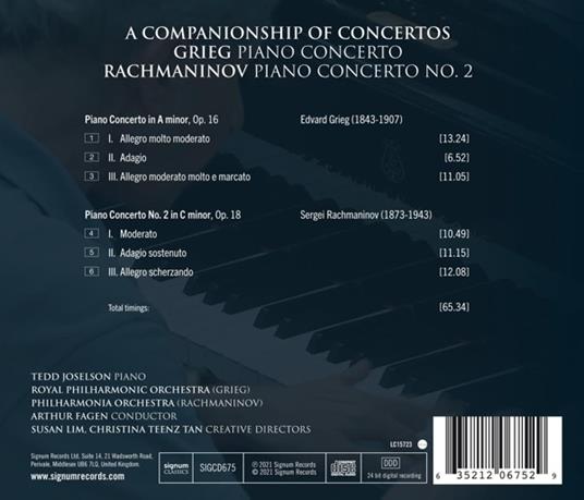 Tedd Joselson's Companionship Of Concertos. Grieg - Piano Concerto-Rachmaninov - Piano Concerto No. 2 - CD Audio di Tedd Joselson - 2