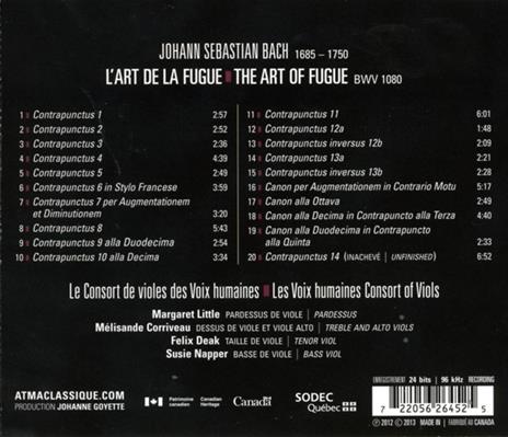 Art of Fugue - CD Audio di Johann Sebastian Bach - 2