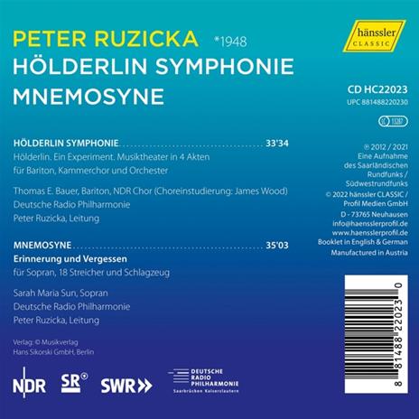 Ruzicka. Holderlin Symphonie-Mnemosyne - CD Audio di Sarah Maria - Ndr Chor Sun - 2