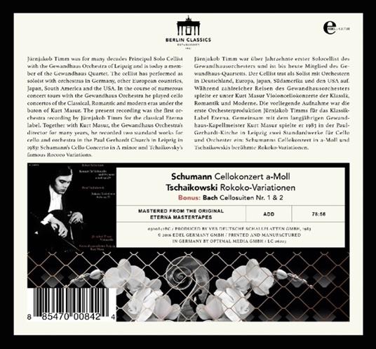 Concerti per Violoncello - CD Audio di Robert Schumann,Pyotr Ilyich Tchaikovsky,Kurt Masur - 3