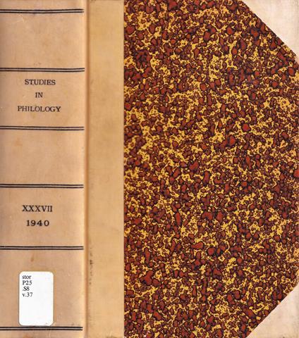 Studies in philology, volume XXXVII, 1940 - copertina