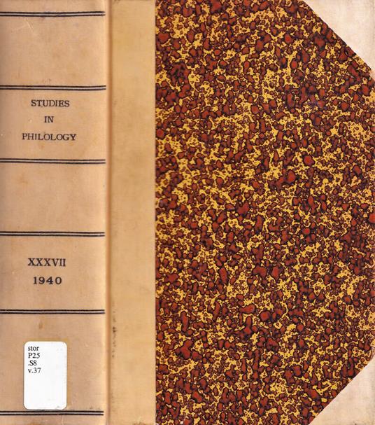 Studies in philology, volume XXXVII, 1940 - copertina