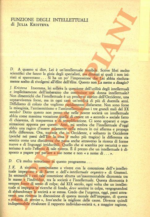 Funzione degli intellettuali - Julia Kristeva - copertina