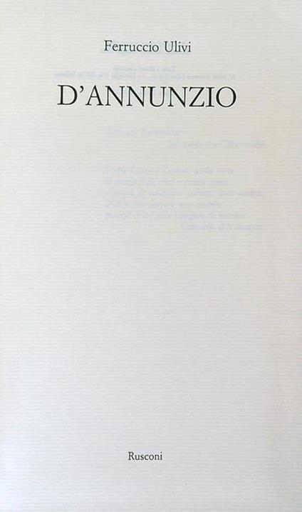 D'Annunzio - Ferruccio Ulivi - copertina