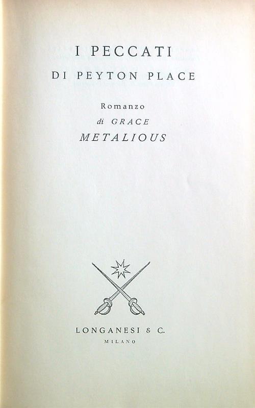 I peccati di Peyton Place - Grace Metalious - copertina