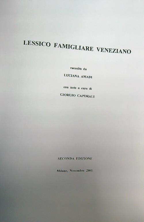 Lessico famigliare veneziano - Luciana Amadi - copertina
