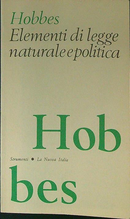 Elementi di legge naturale e politica - Hobbes - copertina