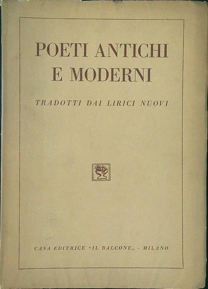 Poeti antichi e moderni - Luciano Anceschi - copertina
