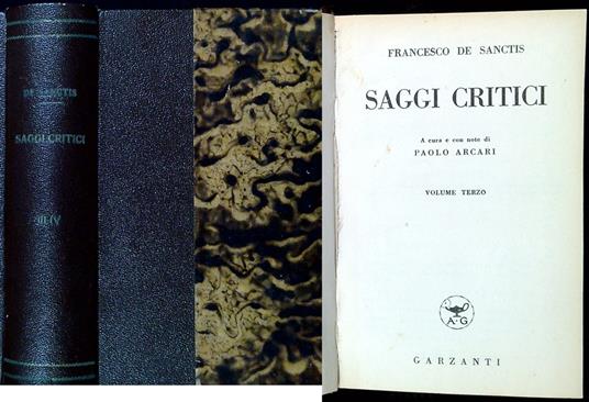 Saggi critici Volumi III e IV rilegati in un unico tomo - Francesco De Sanctis - copertina