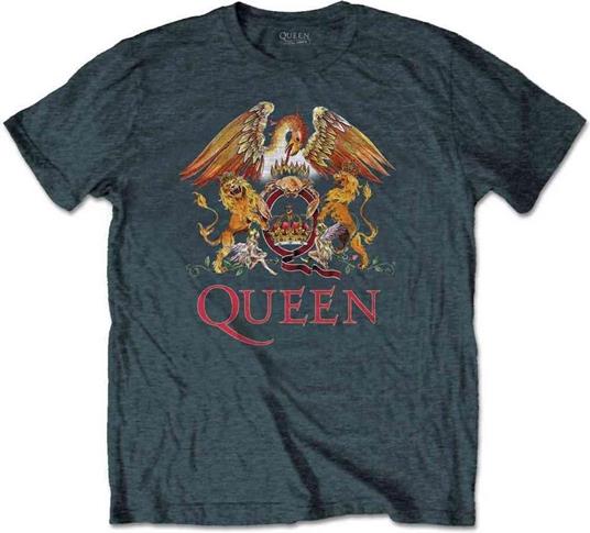 T-Shirt Unisex Tg. L. Queen: Classic Crest Blue