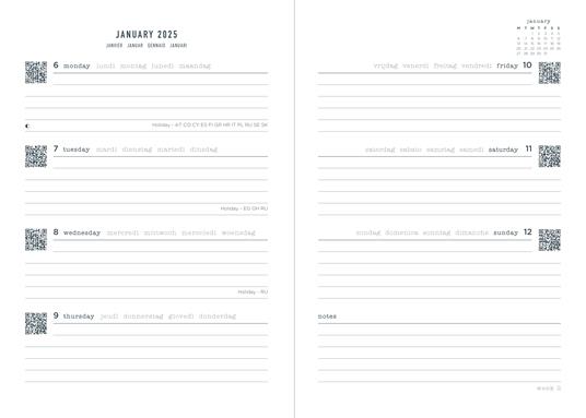 Agenda annuale 2025 Letts 12 Mesi, Big Plans A5 settimanale blu - 21 x 14,8 cm - 2