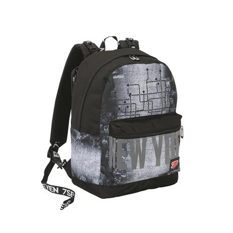 Zaino scuola reversibile Seven The Double In Town Jet Black. Nero-Grigio. Con cuffie wireless - 3