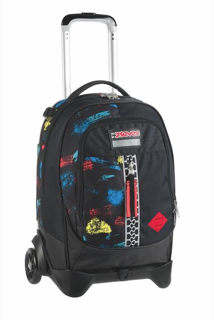 Zaino scuola Trolley Jack-2wd Seven Scratchy Boy, Jet Black, 34 lt - 37 x 51 x 27 cm