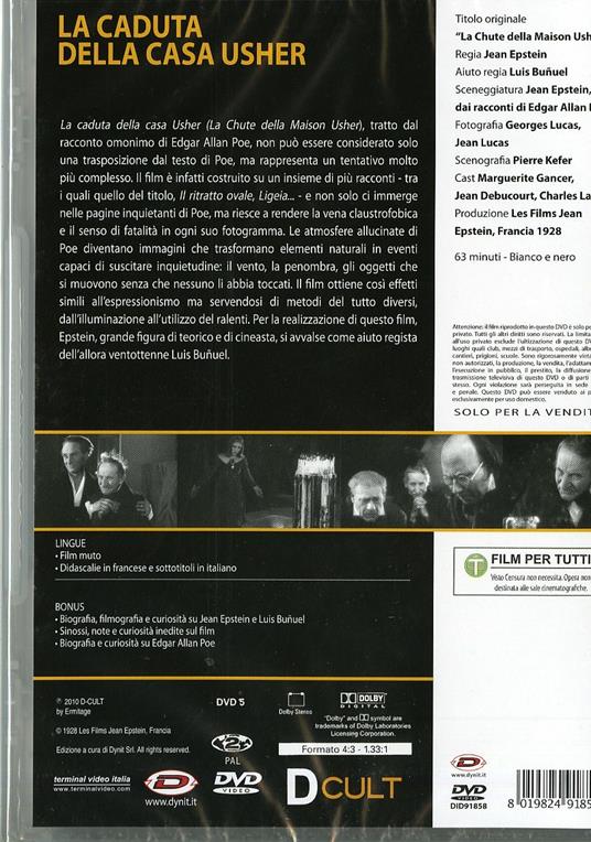 La caduta della casa Usher di Jean Epstein,Luis Buñuel - DVD - 2