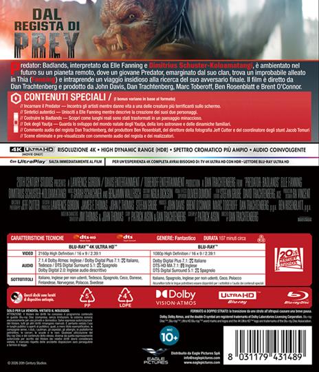 Predator. Badlands (Blu-ray + Blu-ray Ultra HD 4K) di Dan Trachtenberg - Blu-ray + Blu-ray Ultra HD 4K - 2