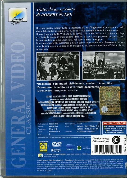 Capitan Kidd di Rowland V. Lee - DVD - 2