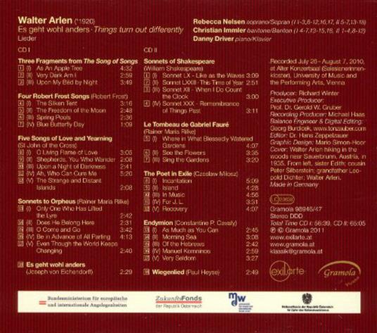 Things Turn Out Differently (Lieder) - CD Audio di Christian Immler,Walter Arlen