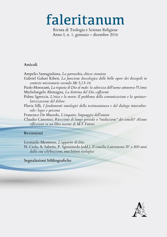 Faleritanum. Rivista di teologia e scienze religiose (2016). Vol. 1 - copertina