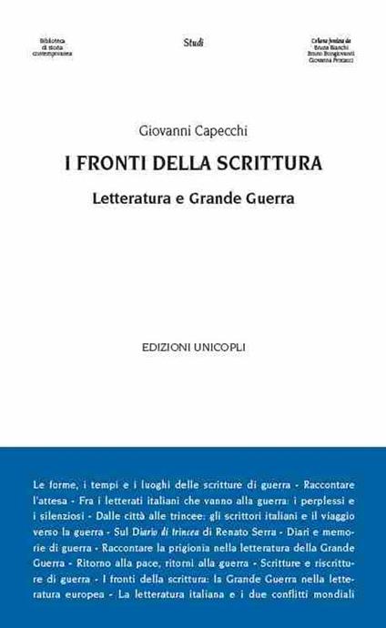 I fronti della scrittura. Letteratura e grande guerra - Giovanni Capecchi - copertina