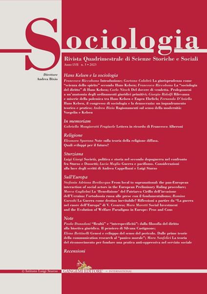 Sociologia. Rivista quadrimestrale di scienze storiche e sociali. Ediz. italiana e inglese (2023). Vol. 3 - copertina