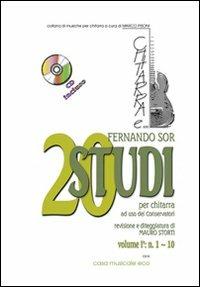 20 studi. Metodo per chitarra. Con CD-Audio. Vol. 1: N. 1-10. - Fernando Sor - copertina