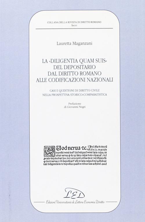 Diligentia quam suis del depositario - Lauretta Maganzani - copertina