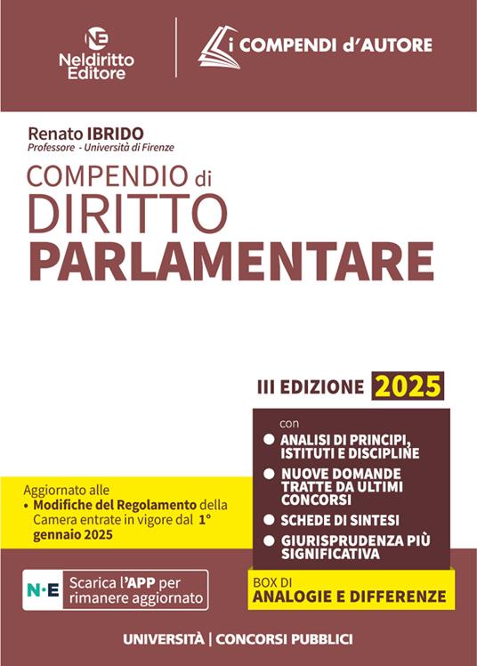 Compendio di diritto parlamentare 2025 - Renato Ibrido - copertina