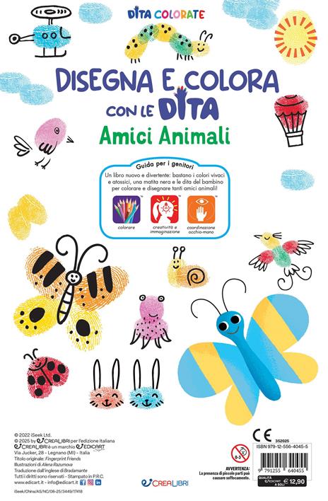 Amici animali. Dita colorate. Disegna e colora con le dita. Ediz. a colori. Ediz. a spirale. Con 5 inchiostri colorati per dita - Elizabeth Golding - 4