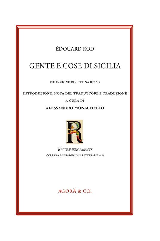 Gente e cose di Sicilia. Ediz. italiana e francese - Édouard Rod - copertina
